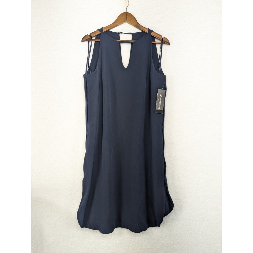 Sharagano‎ Women Sleeveless Polyester Blend Sheath Dress Navy Blue 12